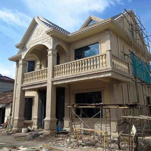 七台河 黄金麻花岗岩石材私人别墅雕花门楼柱阳台栏杆