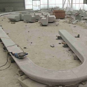 七台河 芝麻白花岗岩弧形花坛石，坐凳石