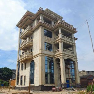 七台河 黄金麻花岗岩石材别墅外墙干挂搭配（雕花栏杆花瓶柱门楼罗马柱）