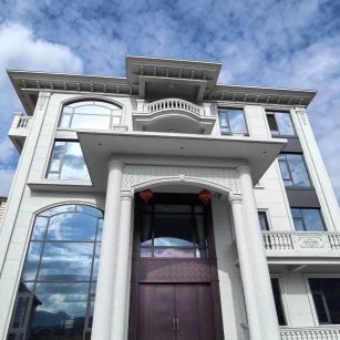 七台河白麻别墅外墙干挂石材效果示例