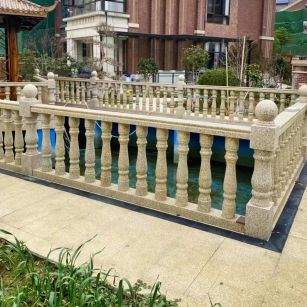 七台河黄金麻花岗岩石材栏杆，扶手，将军柱，花瓶柱