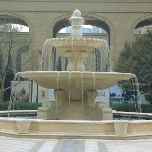 七台河 黄金麻花岗岩异型加工——户外庭院石雕流水喷泉