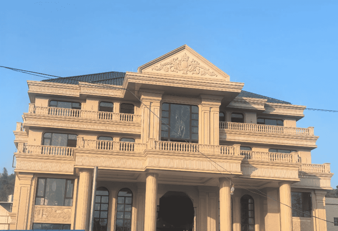 七台河黄金麻别墅外墙干挂石材效果示例