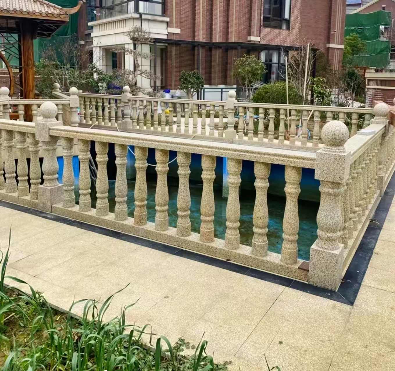 七台河黄金麻花岗岩石材栏杆，扶手，将军柱，花瓶柱