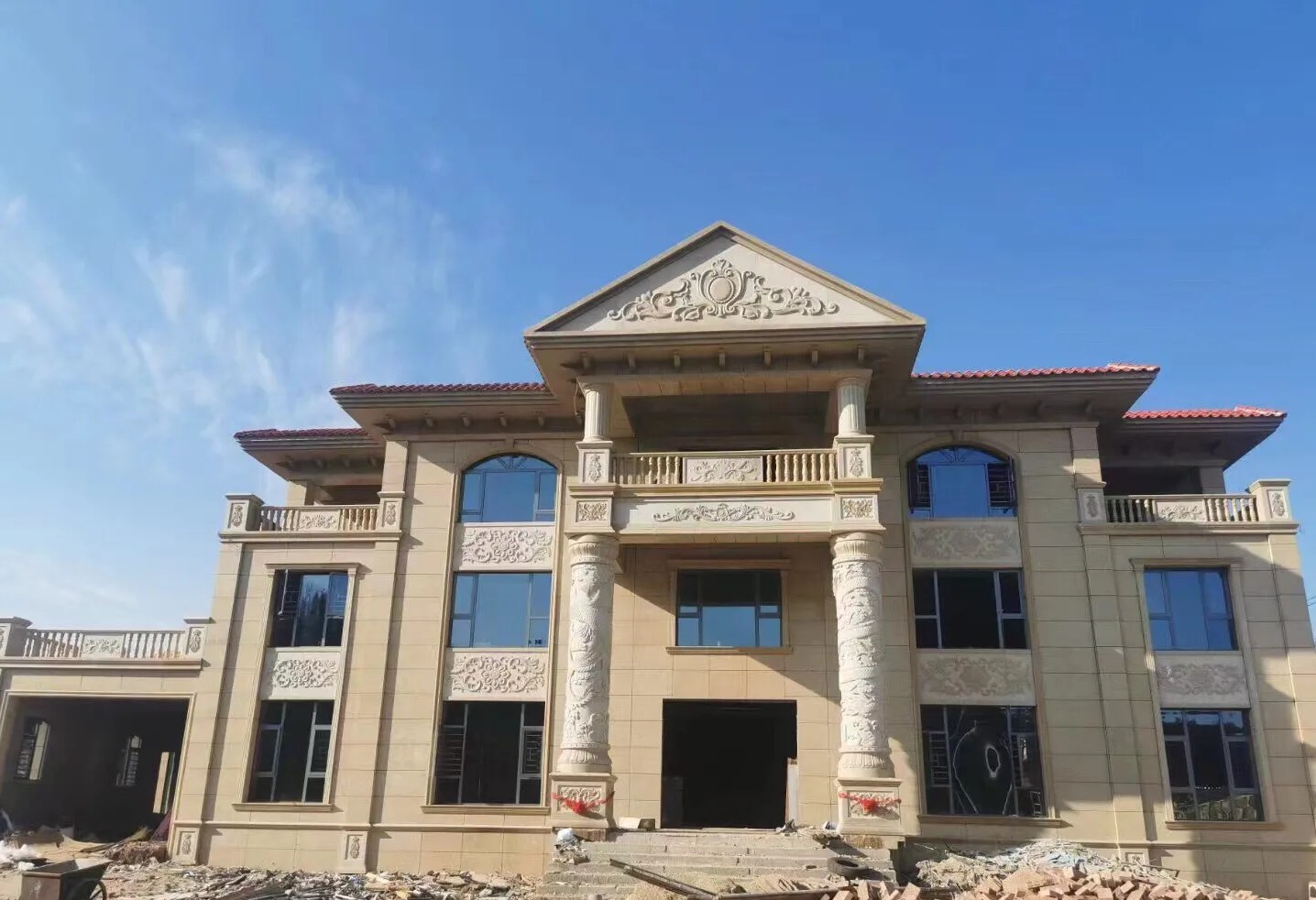 七台河 黄金麻花岗岩别墅外墙干挂